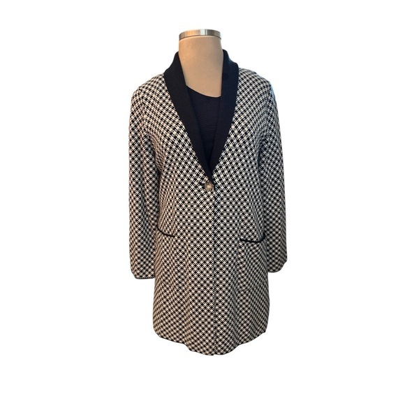 Lands' End Black and White Coatigan NWT